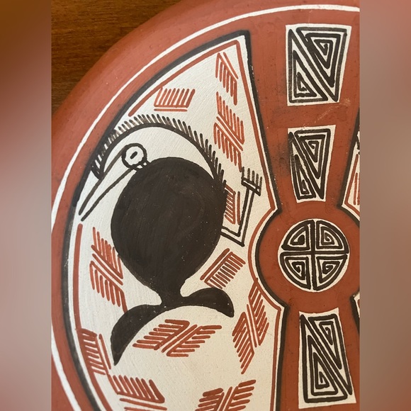 Terracotta hand painted boho plate from Venezuela - Picture 3 of 10